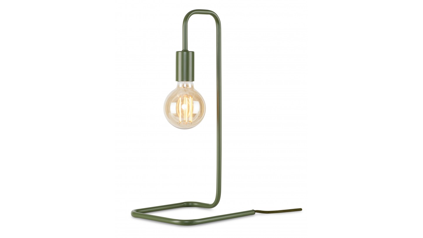 Lampe à poser tube en métal vert olive - Collection London - It's About Romi