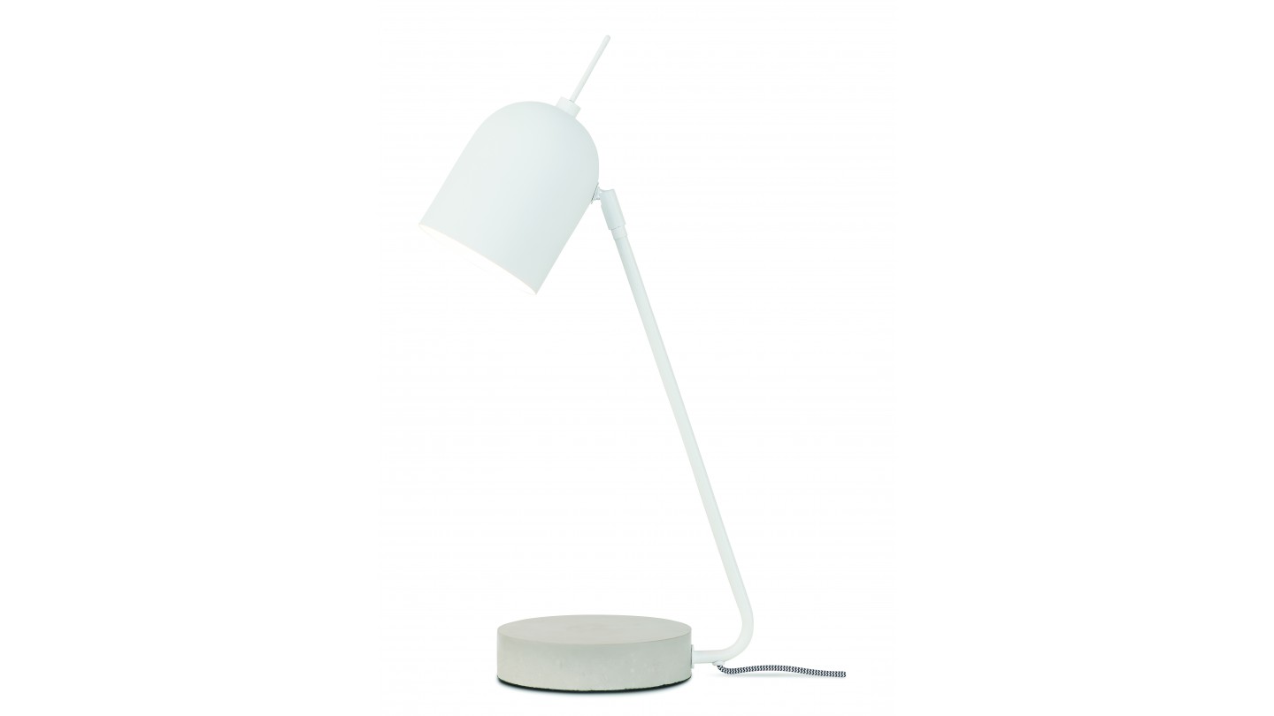 Lampe à poser base en ciment abat jour en métal blanc - Collection Madrid - It's About Romi