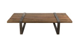 Table basse multi-planches en bois massif et métal - Mathis