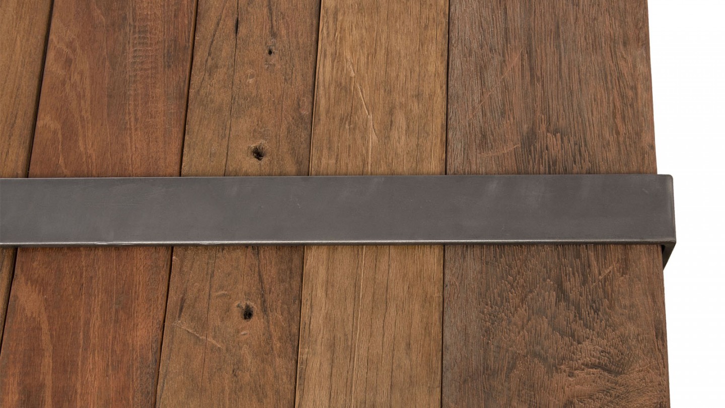 Table basse multi-planches en bois massif et métal - Collection Mathis