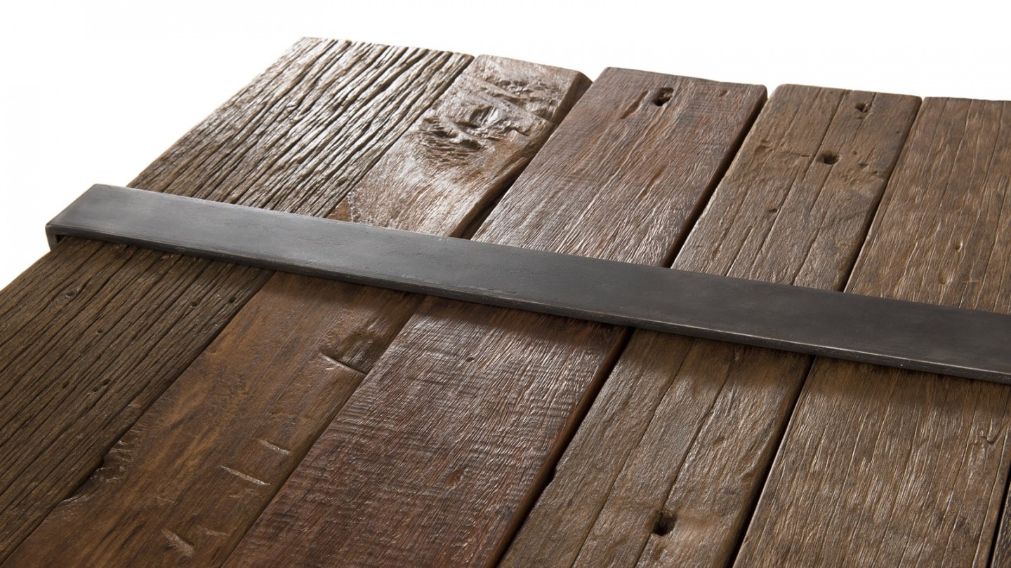 Table basse multi-planches en bois massif et métal - Collection Mathis