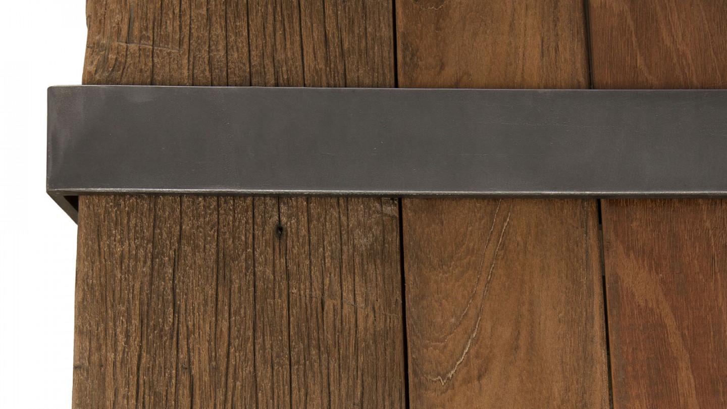 Table basse multi-planches en bois massif et métal - Collection Mathis