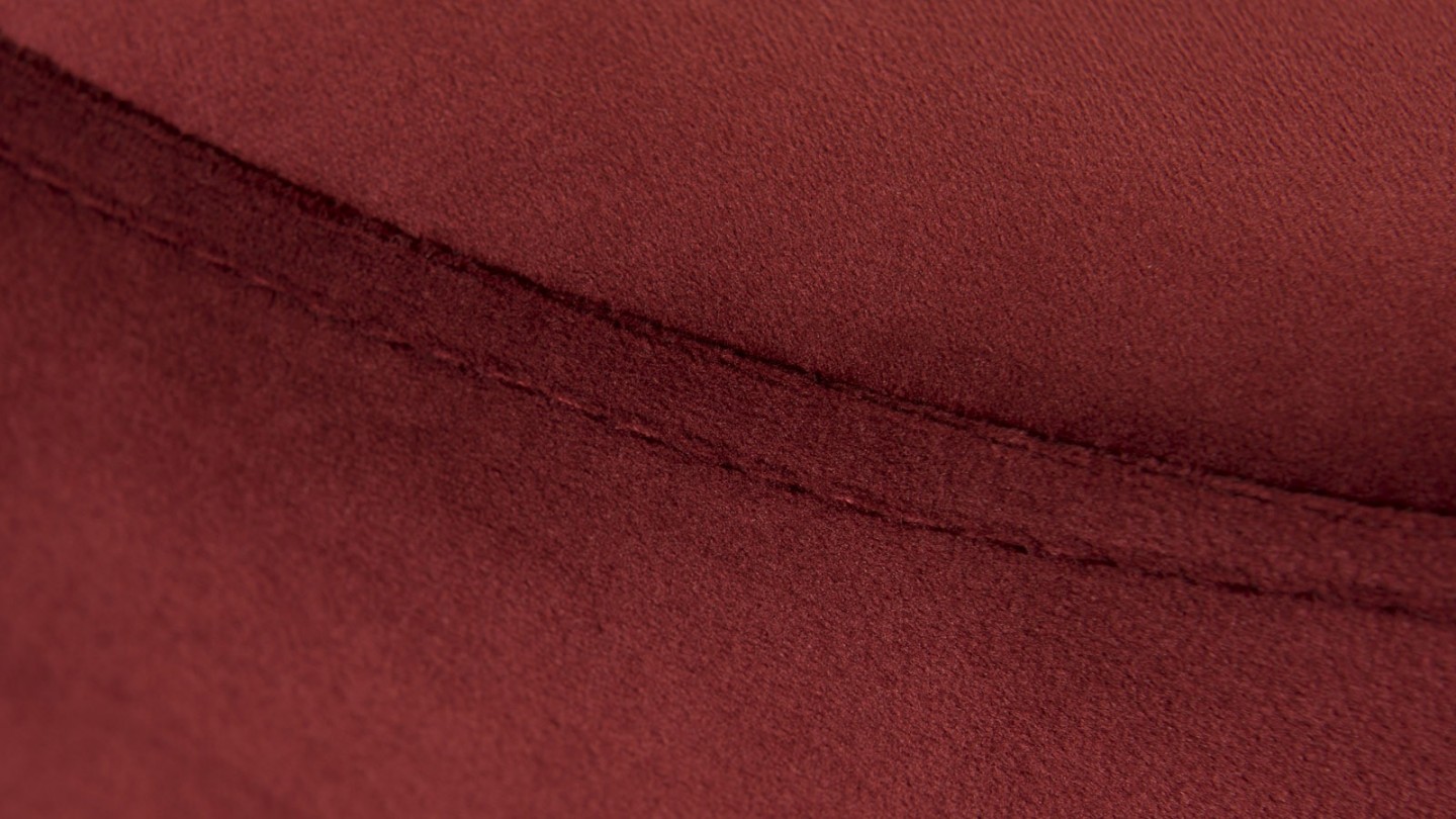 Pouf rond en velours rouge bordeaux - Collection Agathe