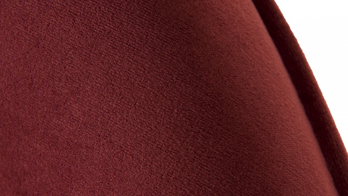 Fauteuil rond en velours bordeaux piètement en métal noir - Collection Agathe