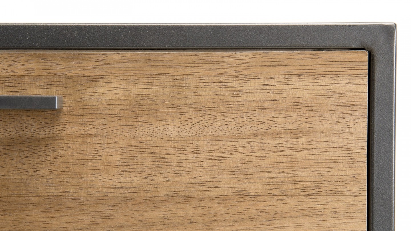 Chevet 1 tiroir 1 étagère sapin et métal - Collection Carla