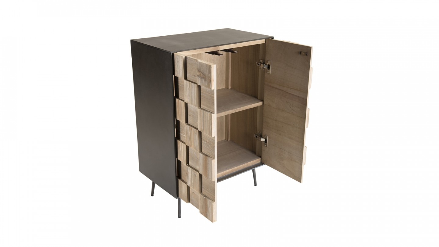 Buffet 2 portes sapin et métal - Collection Carla
