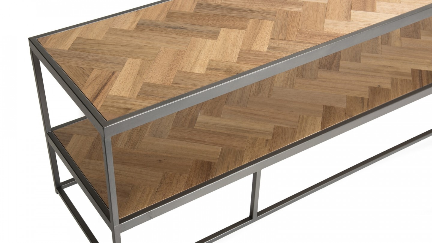Meuble TV 2 niveaux en bois et métal - Collection Carla