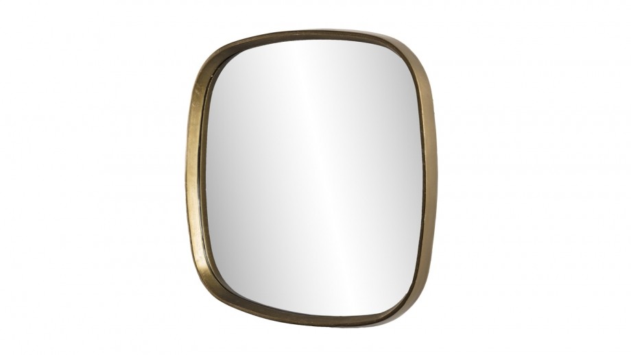 Miroir coins arrondis en aluminium doré - Collection Johan