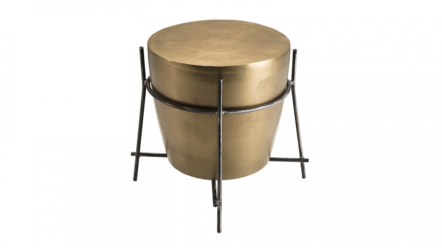 Table d'appoint ronde en aluminium doré - Collection Johan
