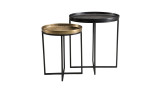 Set de 2 tables d'appoint ovales en aluminium doré et noir - Johan