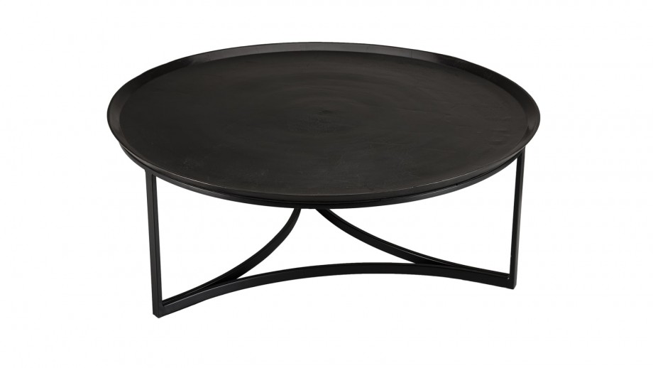 Table basse ronde 100cm en aluminium noir - Collection Johan