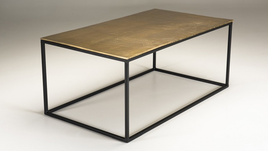 Table basse rectangulaire 98x57cm en aluminium doré - Collection Johan
