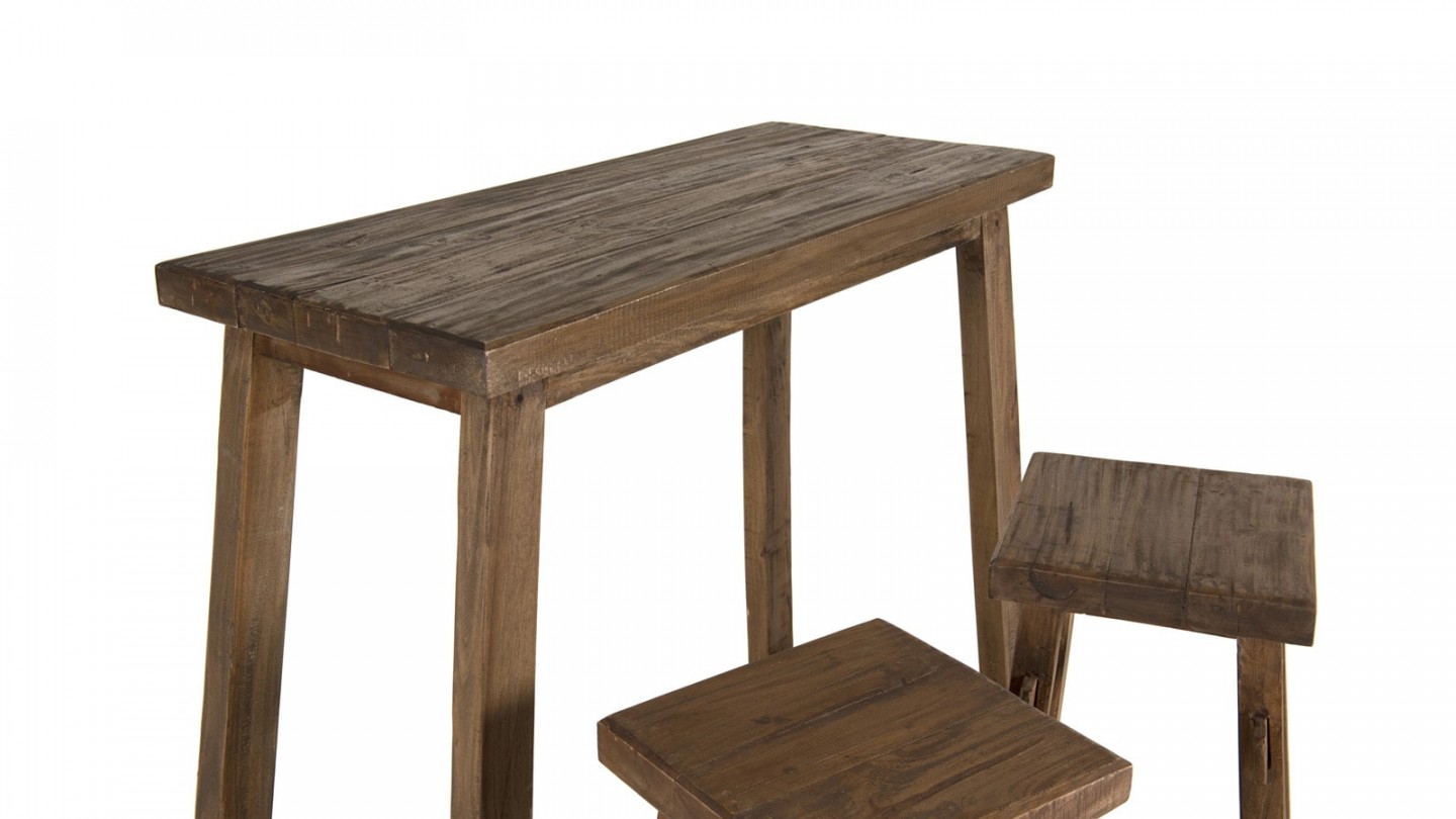 Set 1 table 2 tabourets en bois - Collection Nora