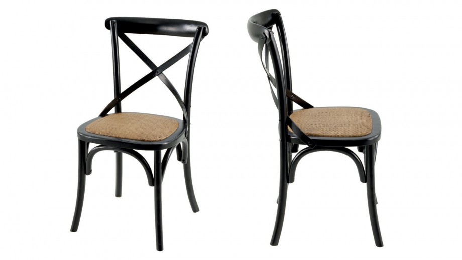 Køfe - Lot de 2 Chaises style Vintage, coloris noir, structure en orme, assise en agathis naturel