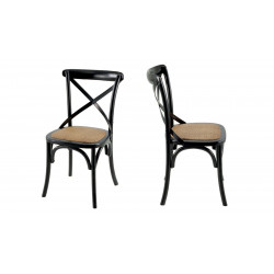 Køfe - Lot de 2 Chaises style Vintage, coloris noir, structure en orme, assise en agathis naturel