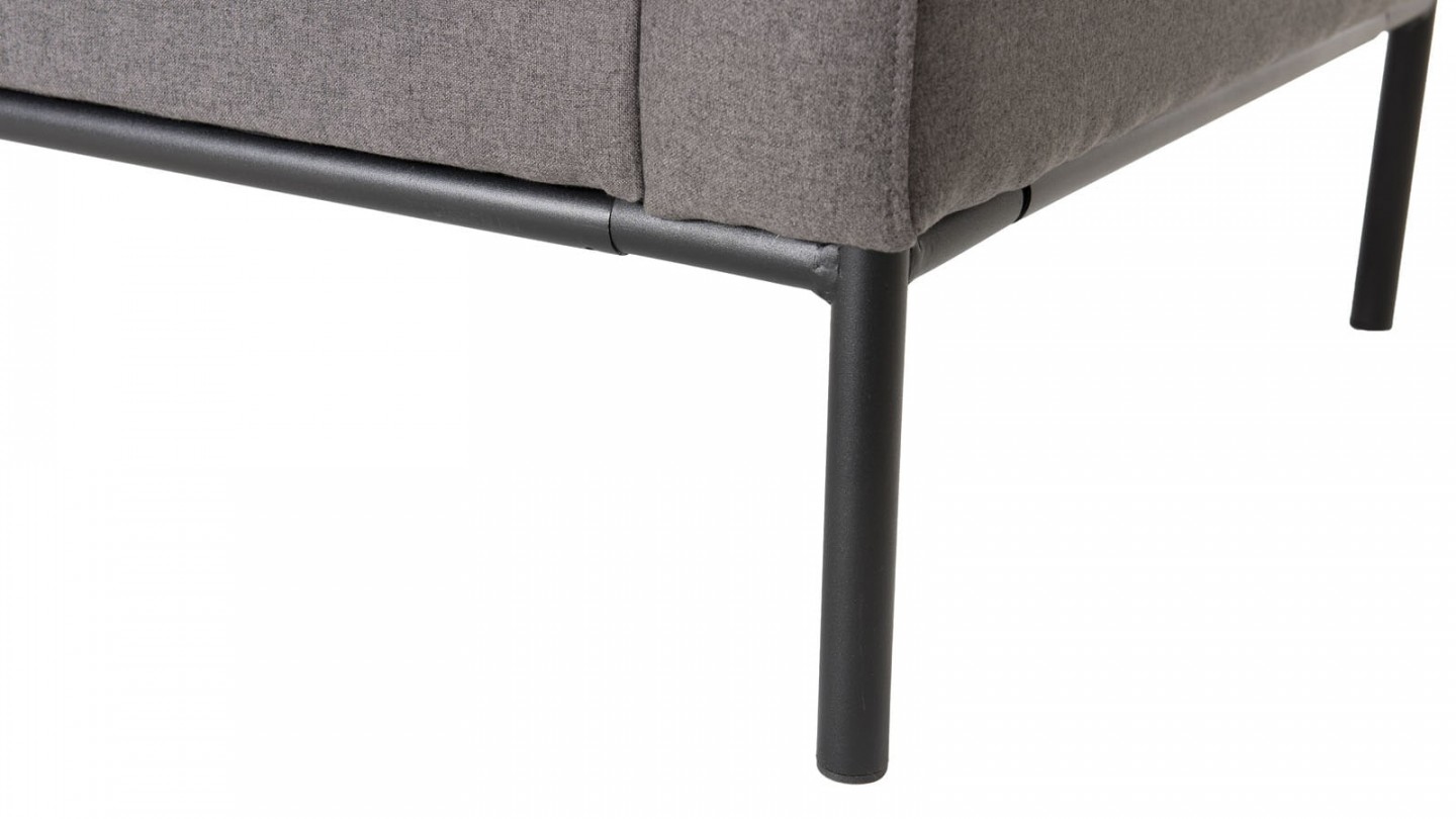 Canapé 3 places en tissu gris anthracite piètement en métal noir - Collection Nelson