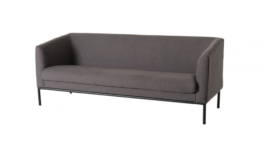 Canapé 3 places en tissu gris anthracite piètement en métal noir - Collection Nelson