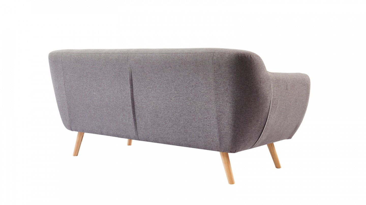 Canapé scandinave capitonné 3 places en tissu gris clair - Collection Chloé