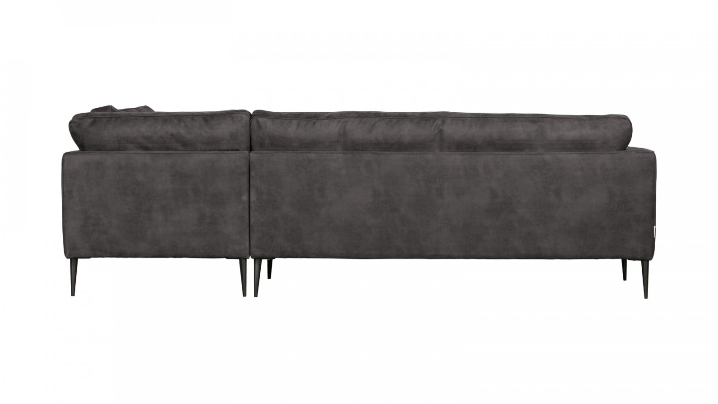 Canapé 5 places d'angle droit en simili cuir gris foncé - Collection Crew - Vtwonen