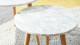Lot de 2 tables basses rondes - 50 cm et 40 cm en marbre blanc et pieds en chêne - Collection Anna