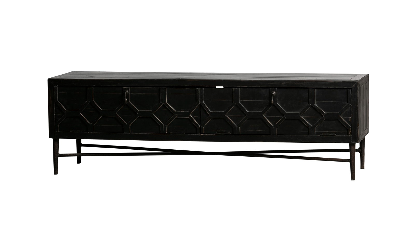 Meuble Tv 2 Portes En Bois Et Metal Noir Collection Bequest Bepurehome Homifab