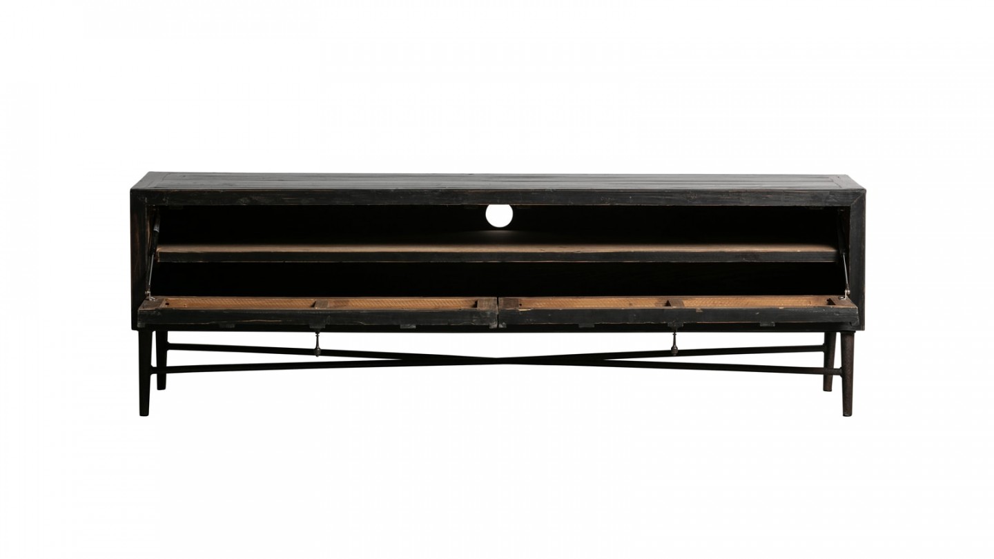 Meuble TV 2 portes en bois et métal noir - Collection Bequest - BePureHome