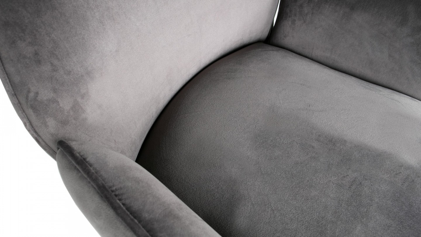 Lot de 2 chaises avec accoudoirs en velours gris - Collection Amber - Woood