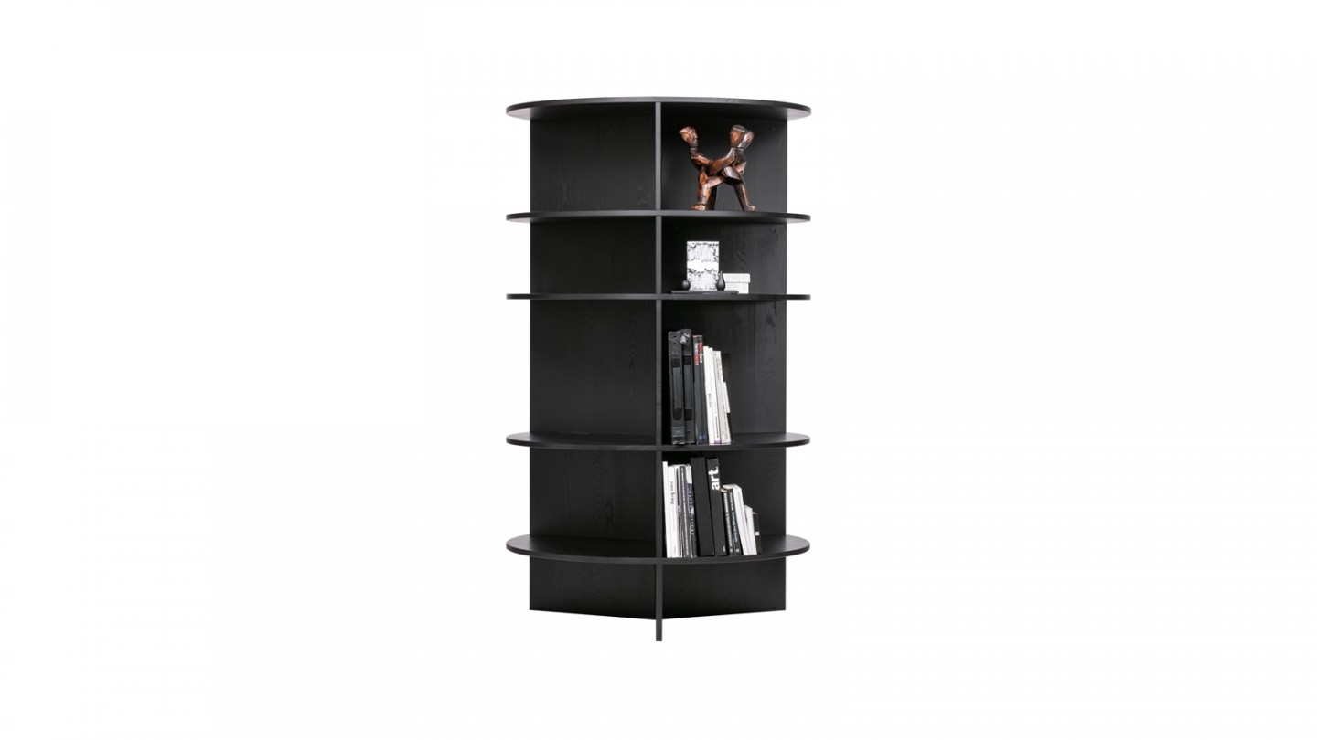 Bibliothèque ronde en bois noir - Collection Trian - Woood