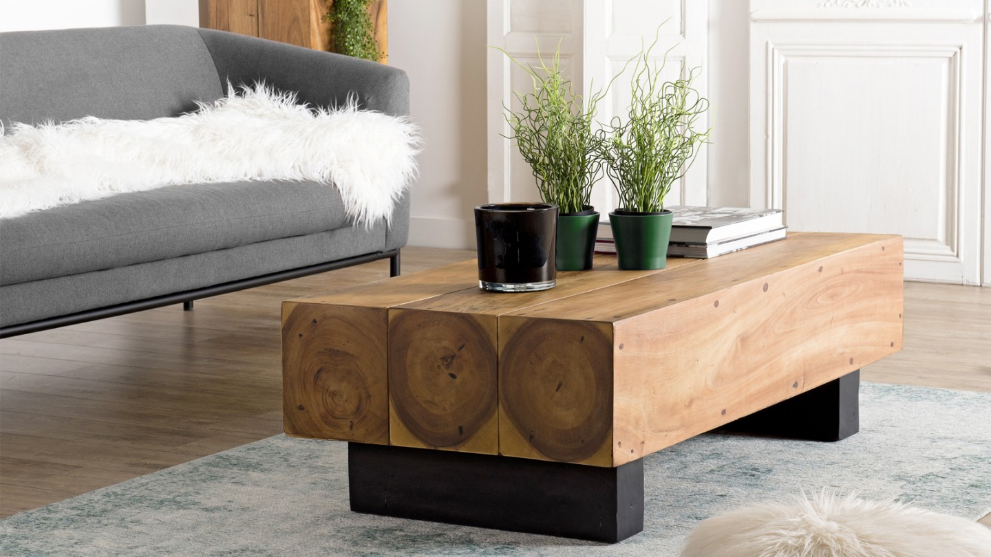 Table basse rectangulaire en bois de suar - Collection Sam