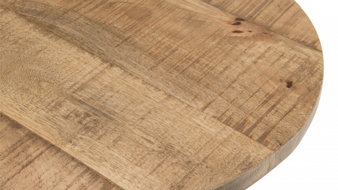 Tabouret industriel en acacia piètement métal hauteur ajustable - Collection Romain