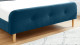 Lit adulte scandinave en velours bleu paon capitonné, sommier à latte, 160x200 - Collection Mark