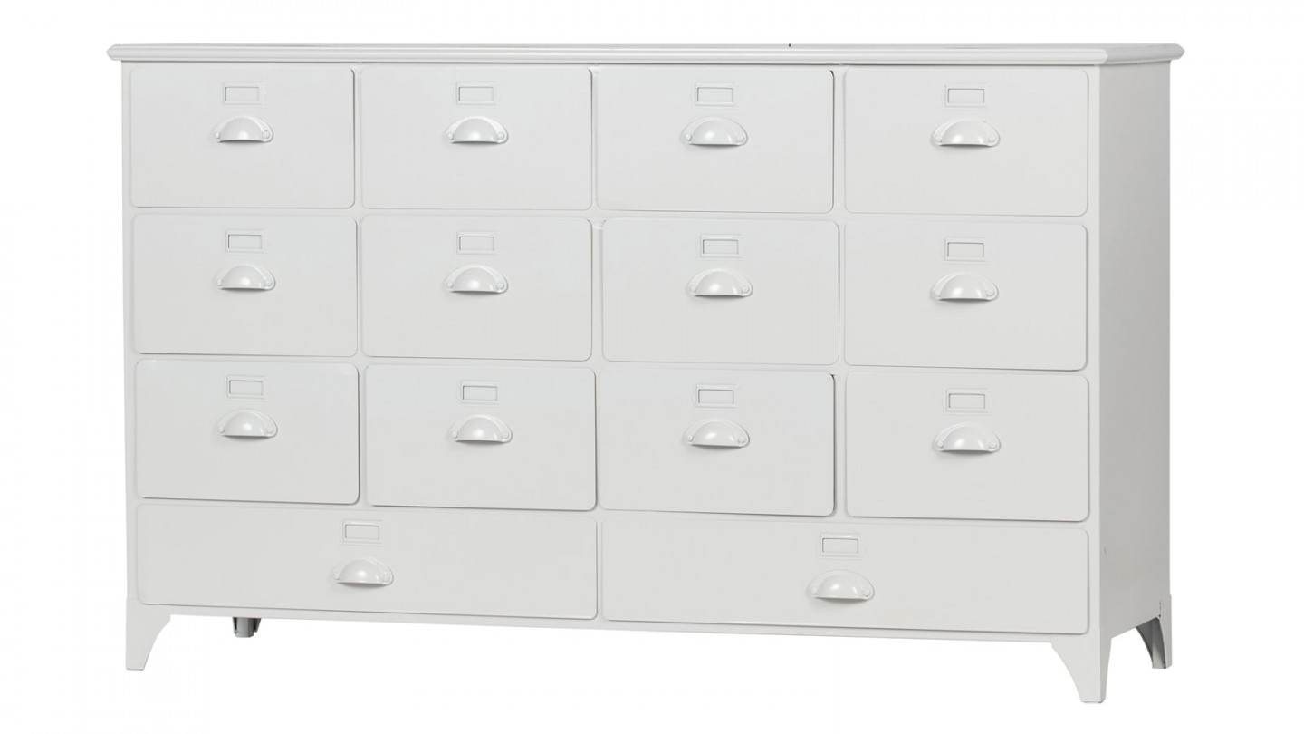 Commode 14 tiroirs en métal blanc - Collection Archive - Vtwonen