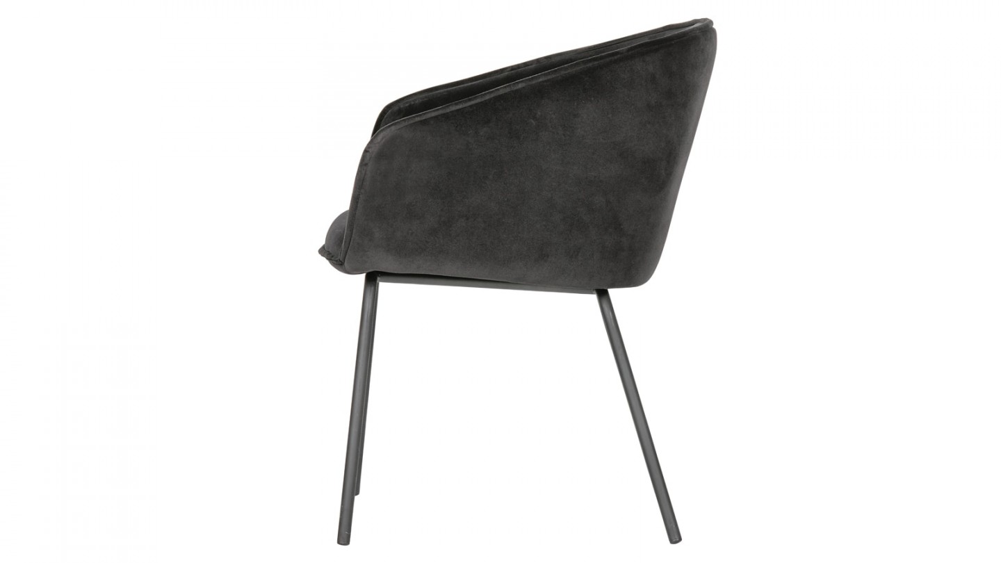 Lot de 2 chaises en velours noir piètement métal - Collection Sien - Woood