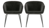 Lot de 2 chaises en velours noir piètement métal - Sien - Woood