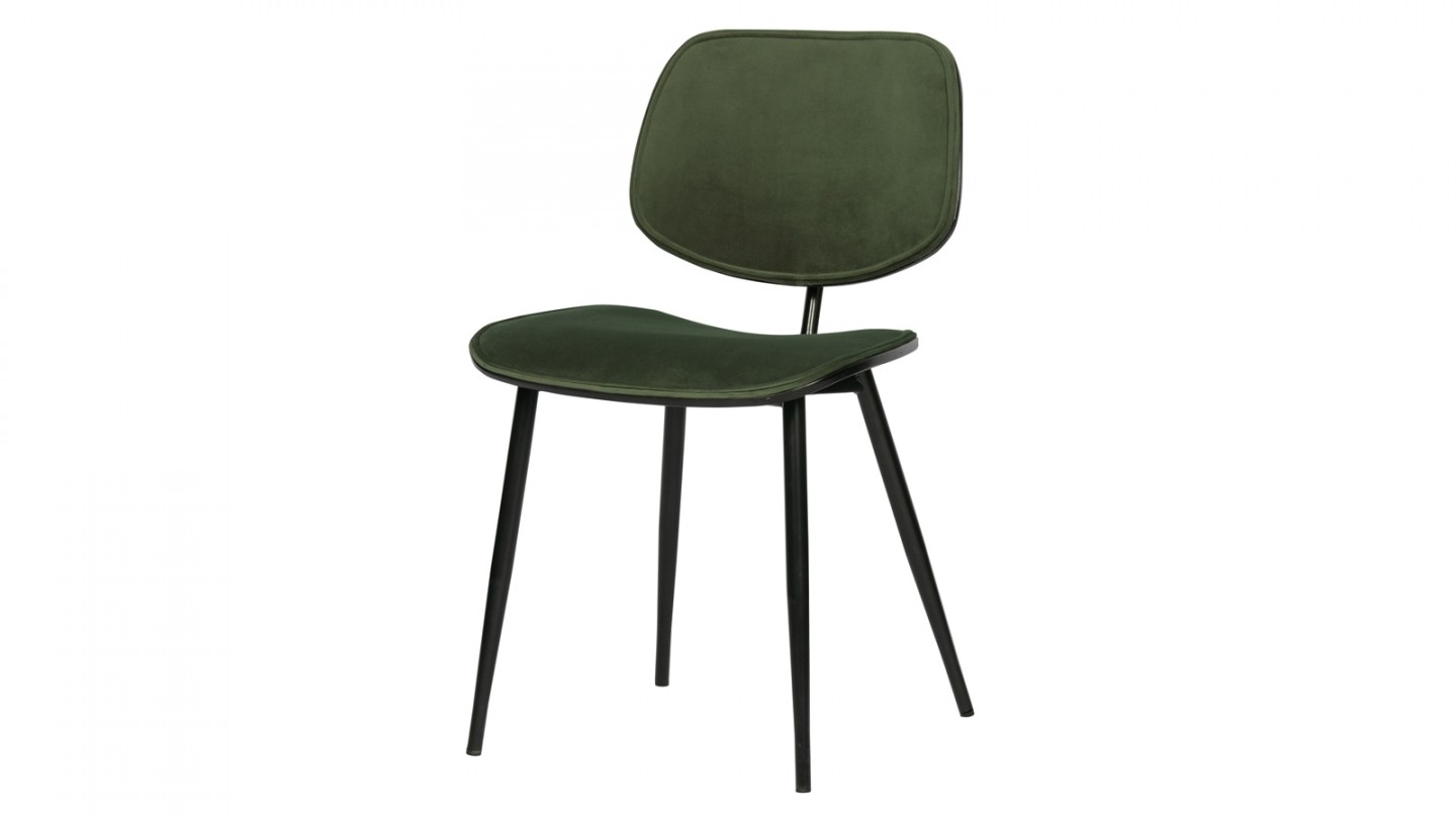 Lot de 2 chaises en velours vert piètemen métal - Collection Jackie - Woood