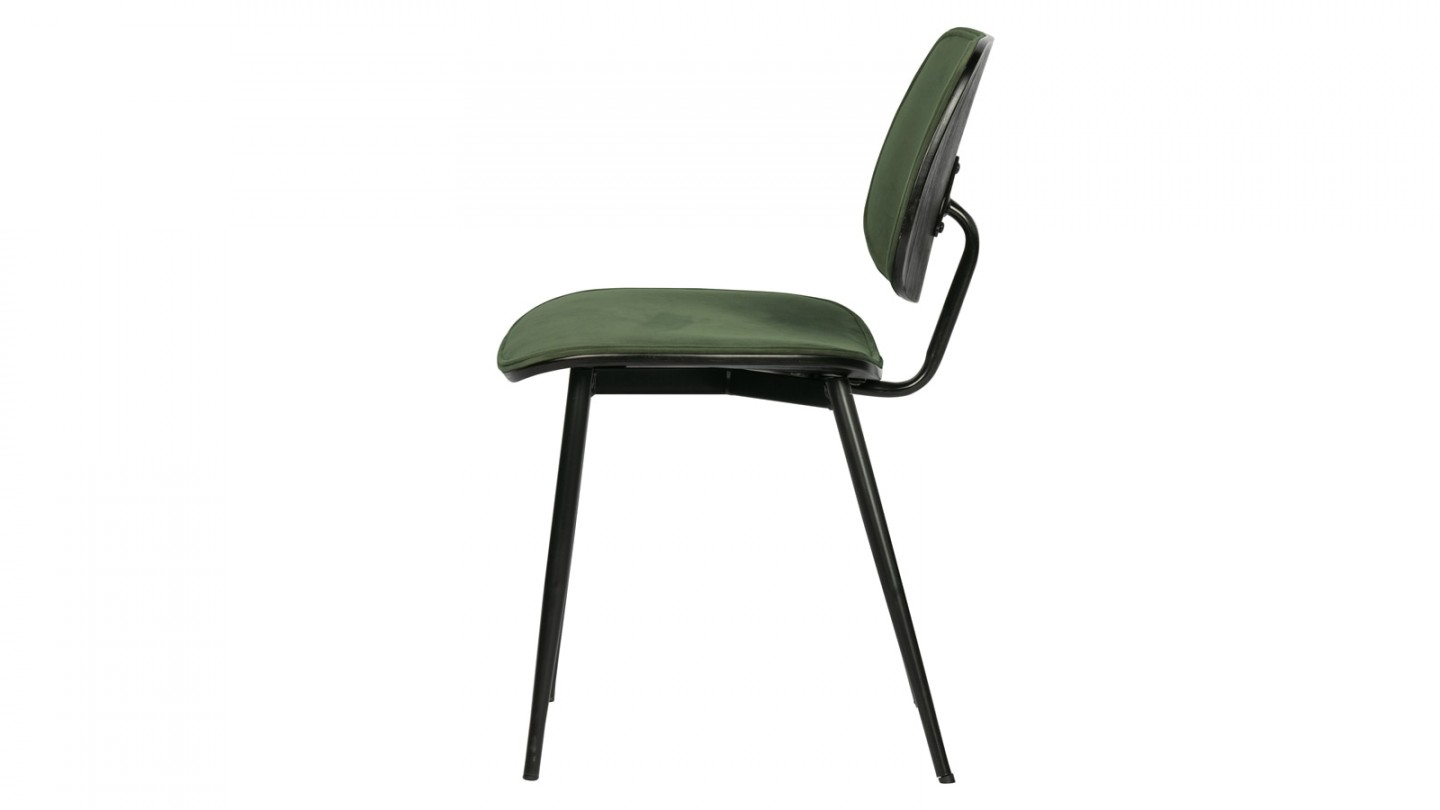 Lot de 2 chaises en velours vert piètemen métal - Collection Jackie - Woood