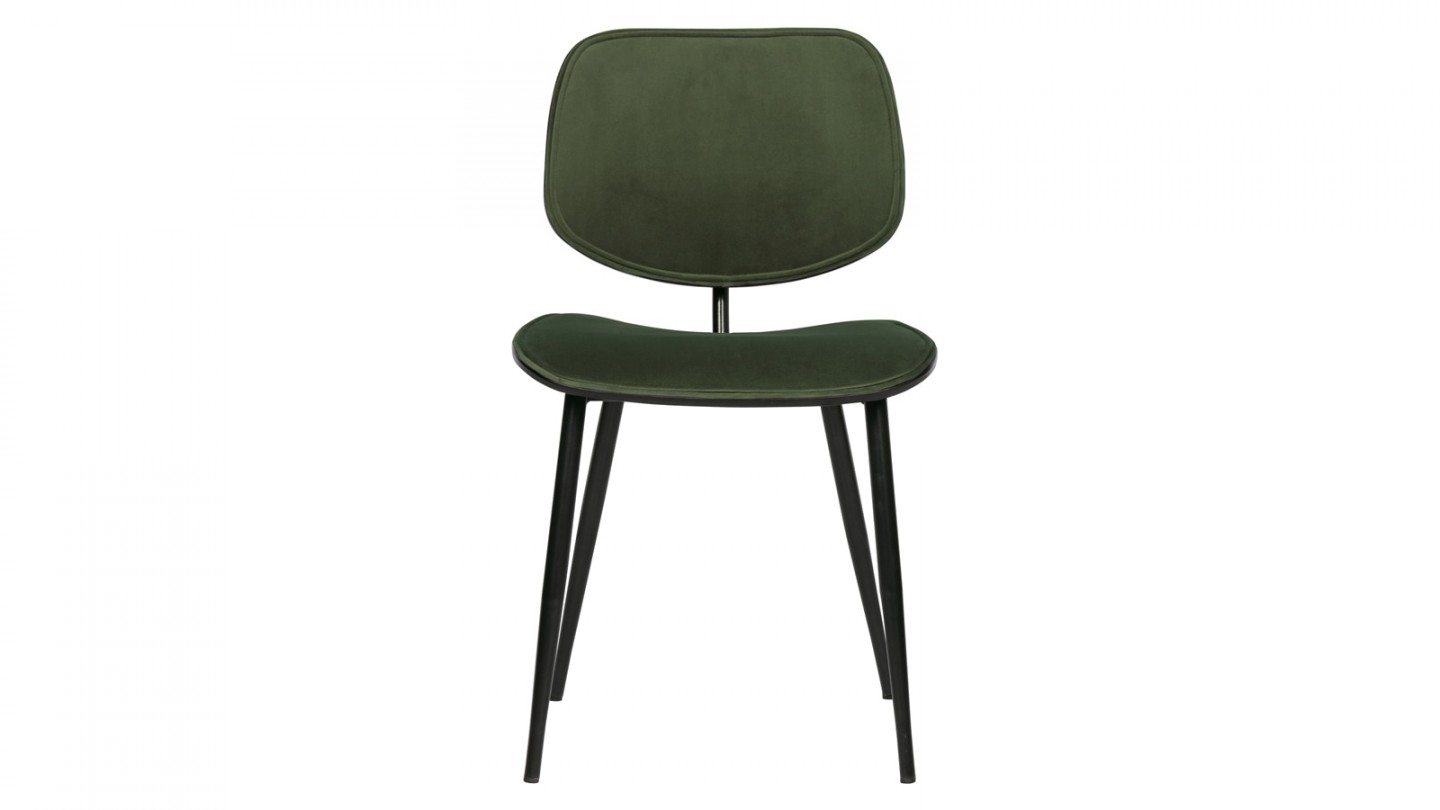 Lot de 2 chaises en velours vert piètemen métal - Collection Jackie - Woood
