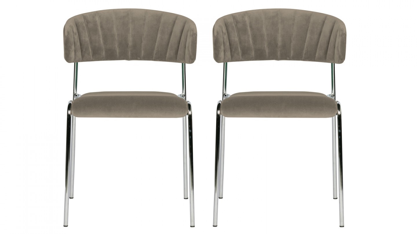 Lot de 2 chaises en velours pale - Collection Twitch - BePureHome
