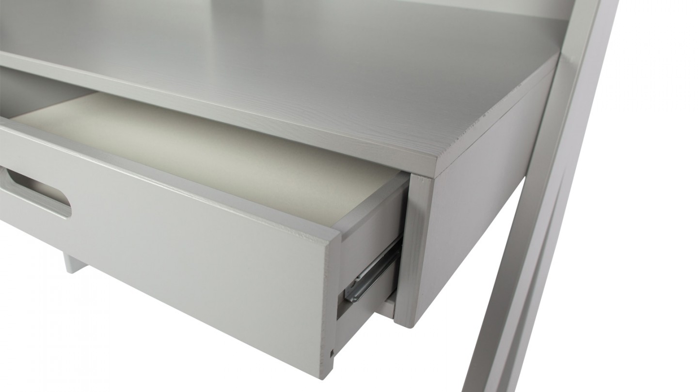 Secrétaire 2 tiroirs en pin gris béton - Collection Connect - Woood