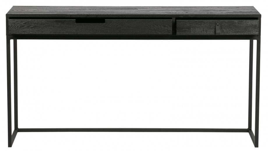 Bureau 2 tiroir en pin massif et métal noir - Collection Silas - Woood