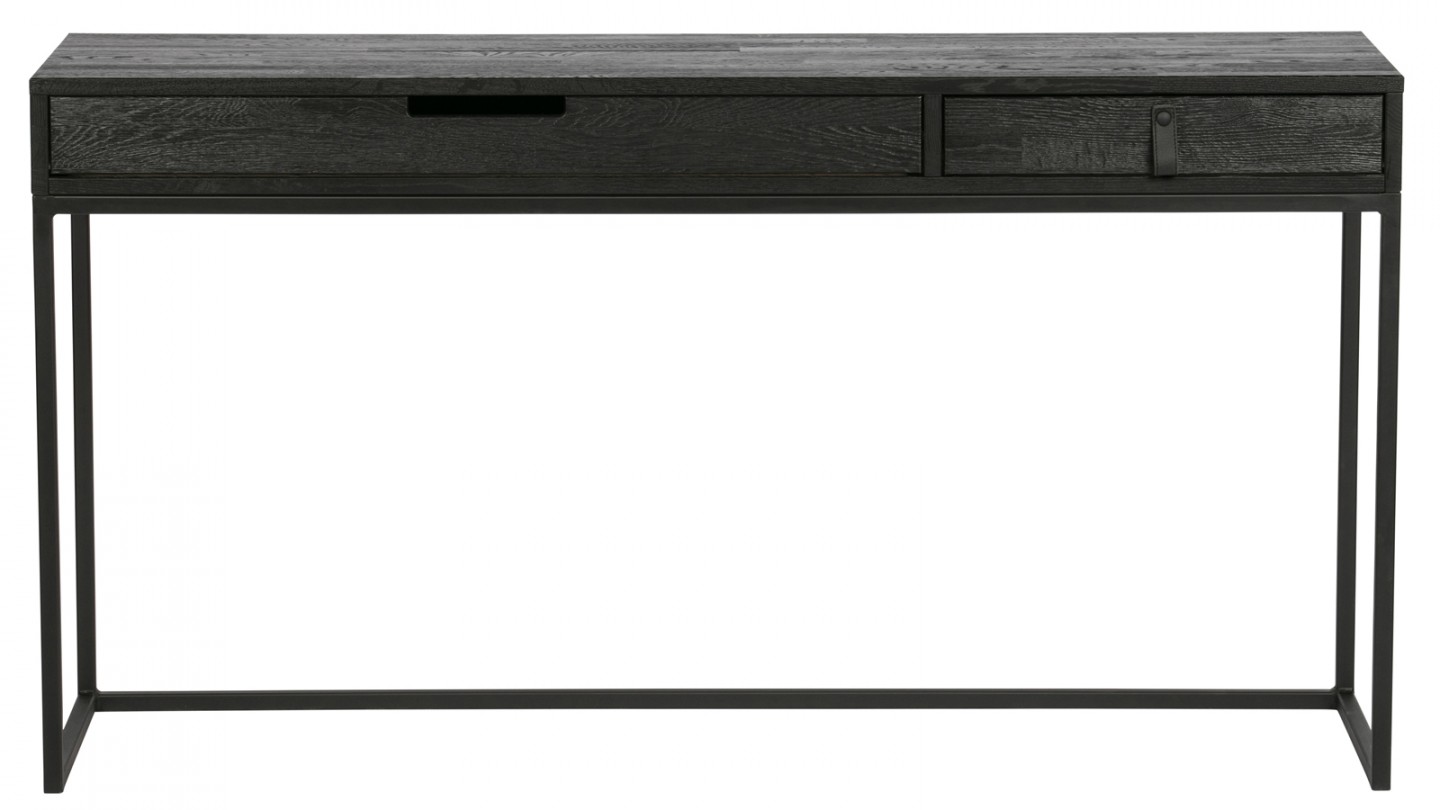 Bureau 2 tiroir en pin massif et métal noir - Collection Silas - Woood