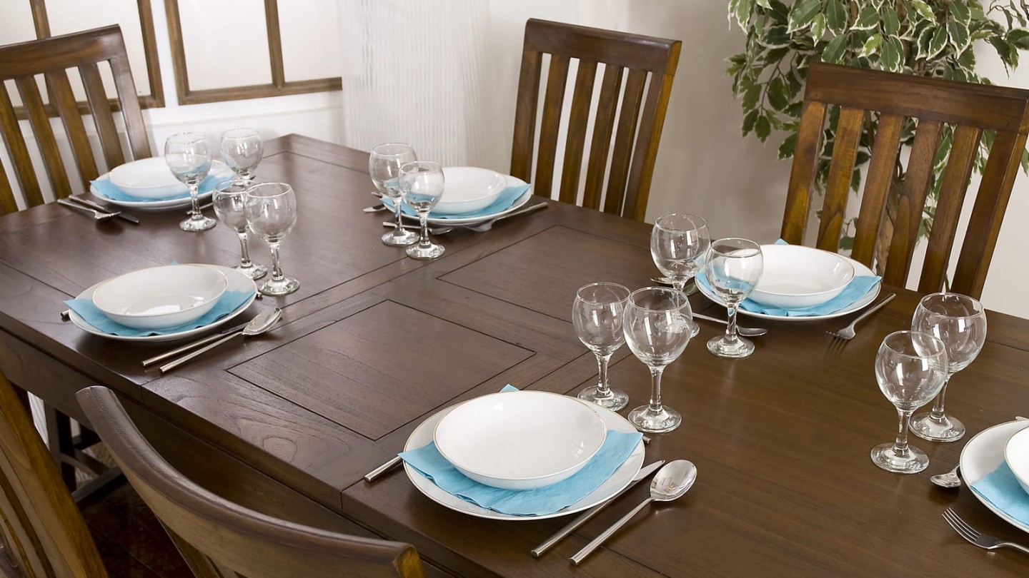 Table à manger 8 personnes avec rallonges en mindi - Collection Lauren