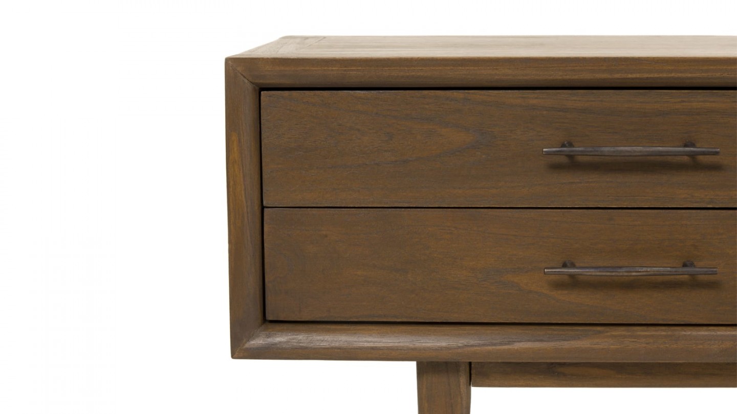 Meuble TV 2 tiroirs 2 niches en mindi - Collection Lara