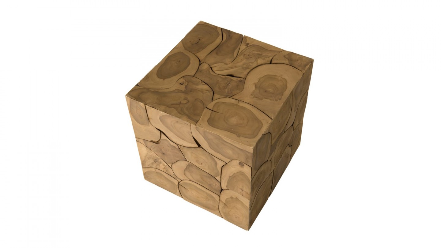 Table d'appoint cube en teck mozaïc - Collection Sam
