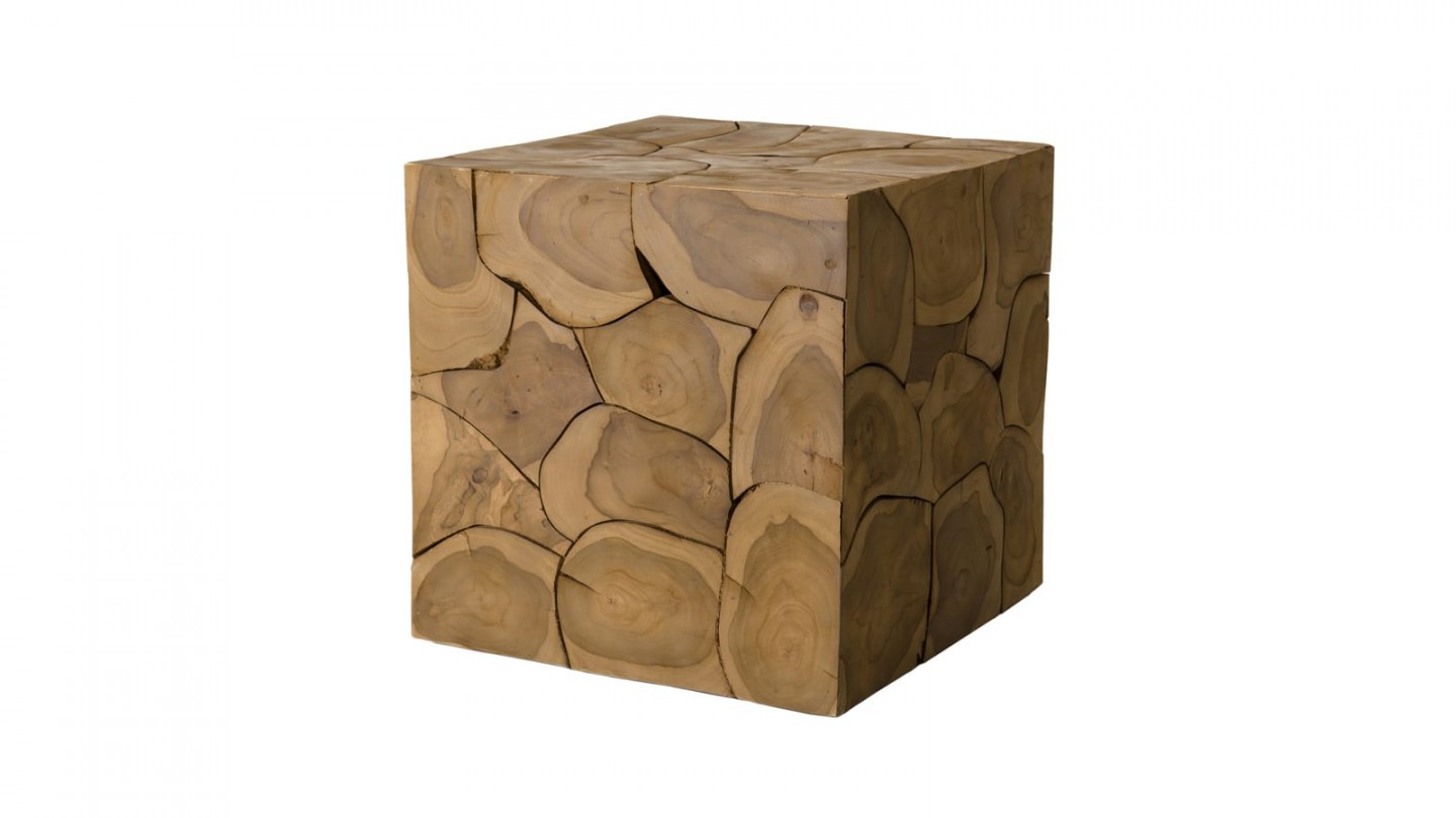 Table d'appoint cube en teck mozaïc - Collection Sam