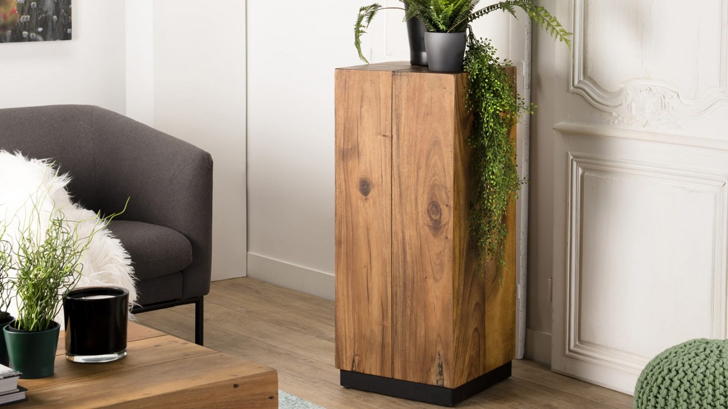 Table d'appoint carrée haute en bois suar - Collection Sam