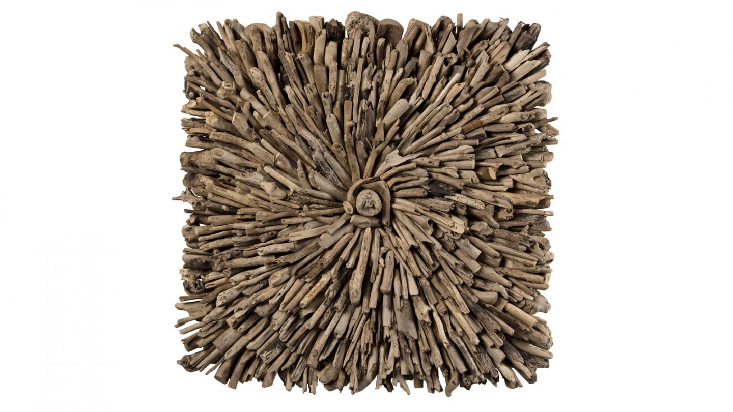 Décoration murale carrée en bois flotté - Collection Sam