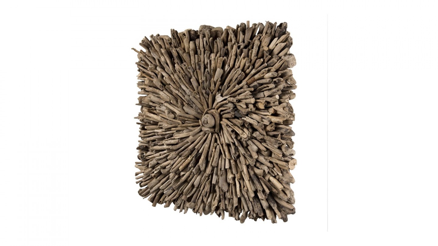 Décoration murale carrée en bois flotté - Collection Sam