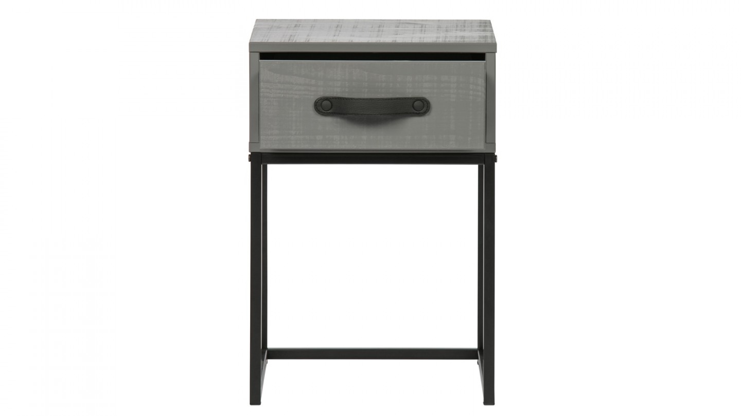 Table de chevet 1 tiroir en pin gris - Collection Morris - Woood
