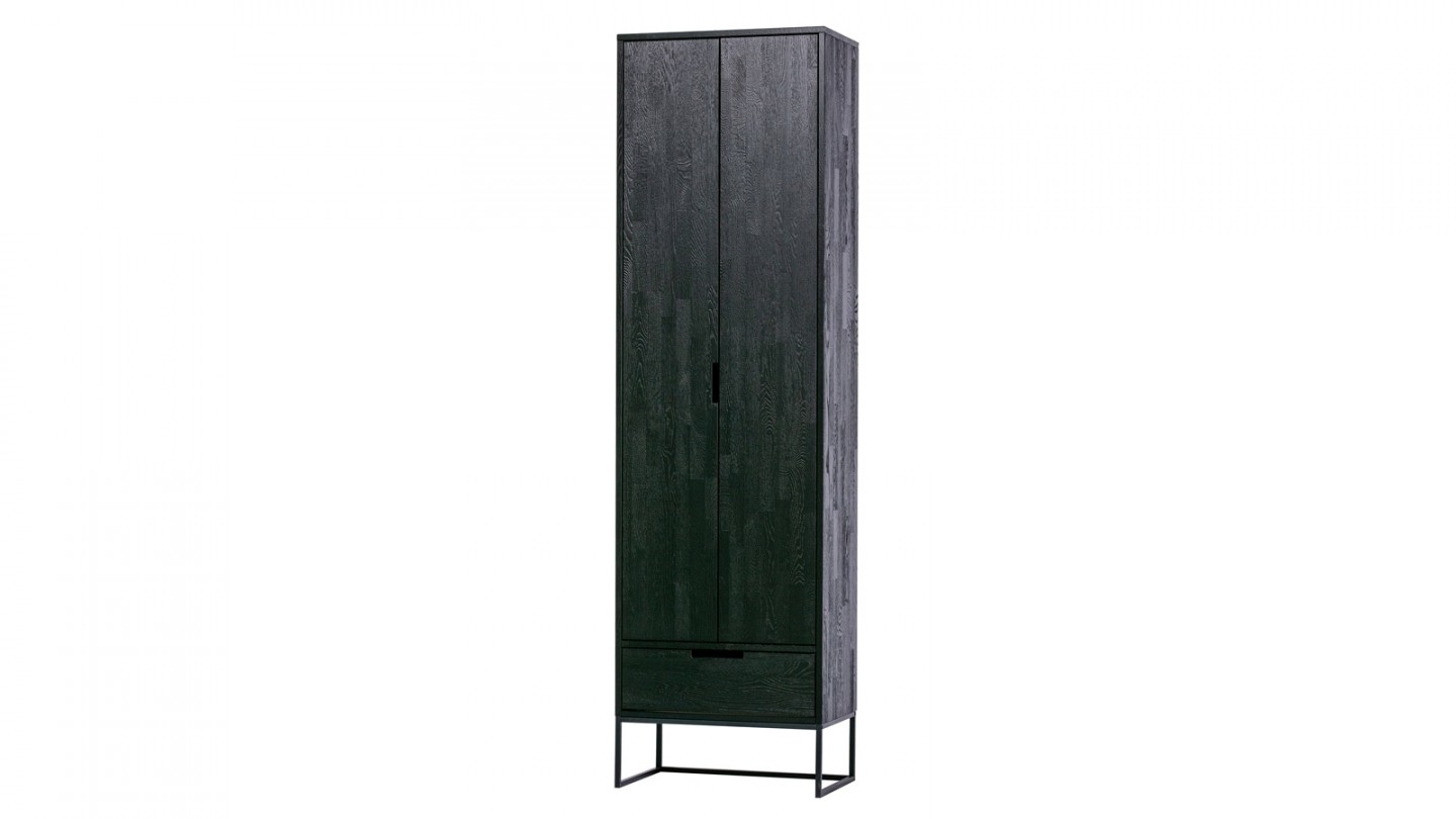 Armoire 2 portes 1 tiroir en bois noir - Collection Silas - Woood